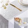 ShinyBeauty, runner da tavolo con paillettes, colore argento, 30 x 180 cm, decorazione per tavolo da pranzo, decorazione da tavola per feste di compleanno, 30 x 180 cm, colore: argento