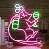 SIGNSHIP Segno al Neon del Gatto Birra Gatto Rosa 32.8 cm x 40.5 cm Neon LED Decorazione Parete Regalo Compleanno