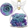 Yamonic Regalo Festa della Mamma, Rosa Stabilizzata Vera Regalo Donna,Rosa Eterna in Angel Cupola Regali Mamma,Figurine di Angeli Regali Nonna Donna Compleanno Angelo Custode Festa della Mamma