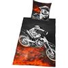 Herding Young Collection Set di Biancheria da Letto, Federa Reversibile, Motocross, Copripiumino 135 x 200 cm, Federa 80 x 80 cm, Poliestere