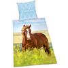 Herding Young Collection Set di Biancheria da Letto Reversibile, Motivo con Cavallo, Copripiumino 135 x 200 cm, Federa 80 x 80 cm, Cotone/Renforcé