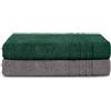 Komfortec Asciugamani 2 per Sauna 80x200 cm in 100% Cotone,470 g/m², Asciugamano Doccia Grande, Morbido, Asciugatura Rapida, Grigio antracite/Verdescura