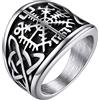 FaithHeart Anello Vichingo da Uomo Bussola Runica Vegvisir Spirito Nautico Amuleto Gioielli Nodo Trinità Celtico in Stile Nordico Anello Figo per Hiphop Punk