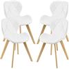 [en.casa] Set di 4 Sedie Imbottite per Sala di Pranzo/Attesa/Salotto/Studio - 4 Sedie in Stile Trapuntato - Rivestimento in Similpelle, Gambe in Legno di Faggio - Bianco