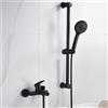AIMOYO Nero Rubinetto Vasca da Bagno con Doccetta Set Miscelatore Vasca da Bagno Con Soffione Doccia, Doccia Barre, Regolabile Supporto e Tubo, Sistemi Rubinetto Doccia Vasca a Muro Nero Opaco
