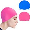 XPOOS 2 Pz Cuffie da Nuoto Unisex Adulto,Cuffia Piscina in Silicone,Cuffia Piscina Capelli Lunghi,Cappello da Nuoto Impermeabile per Capelli Corti Bambina Donna