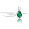 OROVI Collana Donna Oro Bianco 9KT Girocollo con Smeraldo verde a goccia 45 cm, gioiello anallergico confezionato in un elegante astuccio portagioie