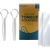 broshin Pulisci Lingua 2Pcs Raschietti per Lingua Pulisci Lingua in Acciaio Inossidabile Pulitore per Lingua Riducono l´Alito Cattivo con Custodie da Viaggio Incluse