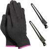 MEMOFYND 1 Paio Di Guanti Resistenti Al Calore Con 2 Fermagli per Capelli, Guanti Resistenti Al Calore, Guanti Da Stiro Professionali, Acconciature, Strumenti per Acconciature, Neri