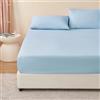 RUIKASI Lenzuolo con Angoli Una Piazza e Mezza Francese - Oeko Tex Lenzuola Sotto con Angoli ed Elastico per Letto in Microfibra, 140x190 Blu Spa