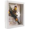GraduatePro, Scatola con Cornice Bianca con Sfondo in Lino e 6 spilli, per Memorabilia, premi, medaglie, 20,3 cm x 25,4 cm