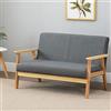 Dripex Divano a 2 posti, in tessuto, moderno e scandinavo, divano lounge in legno e tessuto di lino, per soggiorno, camera da letto, ufficio, grigio scuro, 113 x 67 x 75 cm