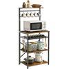 YMYNY Scaffale da Cucina, Scaffale da Panetteria, Portaoggetti a 5 livelli di 12 ganci, per Microonde, Struttura in Metallo, Stile industriale, 59 x 40 x 143CM, Marrone Vintage HBR001H