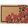Relaxdays Zerbino in Fibra di Cocco, Design Rose, Zona Interna ed Esterna, LP40x60 cm, Antiscivolo, Naturale/Nero/Rosso, 60 x 40 cm