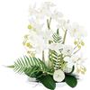 Flair Flower Orchidea artificiale in ceramica fiore artificiale Phalaenopsis con vaso per piante artificiali, decorazione per matrimoni, farfalle, fiori di seta, colore bianco