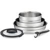 Tefal, set Ingenio di Jamie Oliver, L95690, set di 5 padelle e pentole, adatte al forno fino a 250 °C senza manico, con Thermo-Spot, senza PFOA, adatte a tutti i tipi di piani cottura, inclusa induzione, acciaio inox/nero