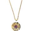 ASTER ALHELÍ - Collana Donna Dorata con Pietra Decorativa - Ciondolo Circolare e Catena in Acciaio Inossidabile Color Oro - Amuleto Elegante Idea Regalo (Ametista)