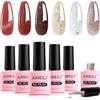 AIMEILI Smalto San Valentino Smalto Semipermanente Rosa per Unghie Set in Gel Lampada UV LED Unghie Nail Polish Gift Set 64, 6x8ML