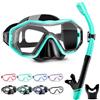 HINATAA Set per Snorkeling Adulti con Maschera e Silicone Boccaglio,Lente PC Maschera Subacquea,180°Maschere Immersione,Anti-Fog Anti-Perdite Kit Snorkeling Giovani Adulto Donna Uomo (Nero Bianco)