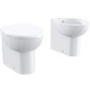 Parama Sanitari in Ceramica Filomuro Vaso Bidet Con Brida Bianco Lucido Sedile Copri-wc Mod. Doha