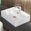 doporro Lavabo da Appoggio Rettangolare Lavandino Bagno Sospeso in Ceramica Bianco Lucido 51x36x13 cm Lavabo Piccolo a Parete con Foro Rubinetto e Troppopieno Brüssel206