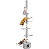 Yaheetech Albero Tiragraffi per Gatti a Soffitto con Altezza Regolabile da 226 cm a 265,5 cm Multilivello Condominio Giocattolo Grigio Chiaro