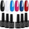 Lagunamoon Smalto gel per unghie, 6 colori, rosso, nero, bianco, gel, set di smalti soak off, a lunga durata, con luce UV LED, kit di smalti per salone, qualità regalo per manicure, 8 ml