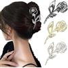 Ypkia Set di 3 grandi fermagli per capelli da donna, antiscivolo, per donne e ragazze, accessori per capelli spessi (oro, nero, argento)
