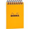 RHODIA 11500C - Notepad Bloc-Notes a Spirale (Rilegatura integrale) Orange - A7 7,5 x 10,5 cm - Quadretti piccoli - 80 fogli staccabili - Carta Clairefontaine 80g/m² -COPERTINA in carta trattata morbida