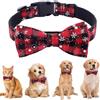 DONGSZQ Collare Natalizio per Cani e Gatti,Papillon Gatto Cani,Natalizio a Fiocco Neve Quadri Classici Rossi Collari Cani Regolabile con Fiocco Staccabile,per Cani e Gatti (M)