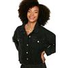 Trendyol Black Skirt Tip Tassels Crop Denim Jacket Giacca di Jeans Corta con Nappe e Punta della Gonna Nera, Nero, XS da Donna