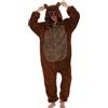 chuangminghangqi Pigiama Pagliaccetto Tuta Animale Adulto Unisex Costume Onesie Sleepwear Tuta Notte Cappuccio Tutina Loungewear Caldo Morbido Party, Orso marrone., S