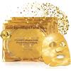 p-beauty Crystal Collagen Gold Gel Maschera viso 24 K - Lusso Anti Aging Gel Mask, maschera in panno - Idratante e ringiovanente - riduce le linee sottili, occhiaie e occhi gonfi (pezzi:3)
