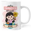 Caribu design Tazza Miglior Parente del Mondo Personalizzata con Nome e Colore Capelli- Idea Regalo Originale e Divertente per Compleanno, Natale, Festa (Fidanzata)