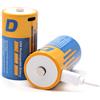 SZEMPTY Batterie ricaricabili al litio D, 1,5 V USB agli ioni di litio, 12000 mWh con cavo di ricarica di tipo C, ricarica rapida in 4 ore, confezione da 2