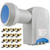 Poppstar Octo LNB 8 uscite LNC set 16 connettori F per antenna parabolica 8 ricevitori (digital, 4K, Full HD, 4k UHD, 3D TV)
