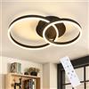 ZMH Lampada da soffitto per camera da letto Lampada da soffitto LED dimmerabile: 59 cm Lampada da camera da letto nera 46 W Moderna lampada da cucina a 2 anelli Design lampada da soffitto