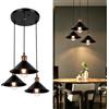 FIRVRE 3 Luci Lampadario a Sospensione Vintage E27, Plafoniera Nero Industriale, Lampadari per Cucina Salotto Cameretta(Base Rotonda)