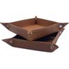 Diko.style® Set 2 Vassoi 24cm Svuotatasche da Ingresso in Pelle PU | Corridoio, Camera da Letto e Scrivania | Vassoio per Gioielli | Camel | Vassoio Organizzatore
