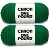 Caron One Pound Kelly Green Yarn - 2 confezioni da 454 g, acrilico, 4 medi (pettinati), 800 m, per maglia/uncinetto