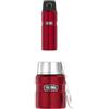 Thermos Stainless King Bottle Bottiglia, Acciaio Inossidabile, Rosso Mirtillo, 0,7 Liter + Thermos Speisegefäß Stainless King Edelstahl Lackiert Cranberry 0, 47 L