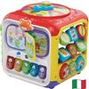 VTech Super Cubo delle Scoperte, Cubo con Giochi Educativi per Bambini, Giocattolo con Forme e Pianoforte, Gioco Interattivo con Tante Attività, Lingua Italiana, Batterie Incluse, 9-36 Mesi