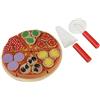 Zerodis Giocattolo per Pizza in Legno, Frutta in Legno Verdura Finta Playset Giocattolo Tagliabile Strumento Apprendimento Giocattolo Cognitivo per 3 4 5 6 7 Anni Bambini Compleanno Natale