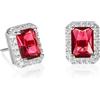 Diamond Treats Orecchini in Argento Sterling 925 con Taglio Smeraldo, Zirconi Bianchi, Blu, Verdi o Rossi - Confezione Regalo Inclusa