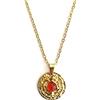 ASTER ALHELÍ - Collana Donna Dorata con Pietra Decorativa - Ciondolo Circolare e Catena in Acciaio Inossidabile Color Oro - Amuleto Elegante Idea Regalo (gata Rossa)