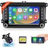 Podofo Autoradio Android 13 per VW Golf Polo Tiguan Skoda Senza Fili Carplay Android Auto 2 Din 1+32G con 7'' Schermo con AHD Telecamera di Retrovisione FM/RDS Bluetooth con 36/40pin WIFI/GPS/DAB+