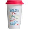 Premier Wake up Mug Termica da Viaggio con Tappo, Porcellana/Silicone, Multicolore, 330 ml