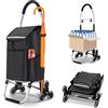 VOUNOT® Carrello Spesa Pieghevole in Alluminio, Carrello Portaspesa 6 Ruote con Borsa Oxford Staccabile e Ganci, 58 L, Nero