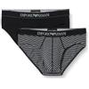 Emporio Armani Men's 2-Pack Yarn Dyed Stripes Brief Slip Boxer, Anthracite Stripe/Black, L (Pacco da 2) Uomini