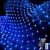 Acxilexy Luci a Rete Solare per Esterni, 1.5 M x 1.5 M 96 LEDs Rete Luminosa con 8 Modalità, Telecomando, Impermeabili Rete luminosa a LED, Tenda Fata Luci per Natale Giardino Albero Recinzione